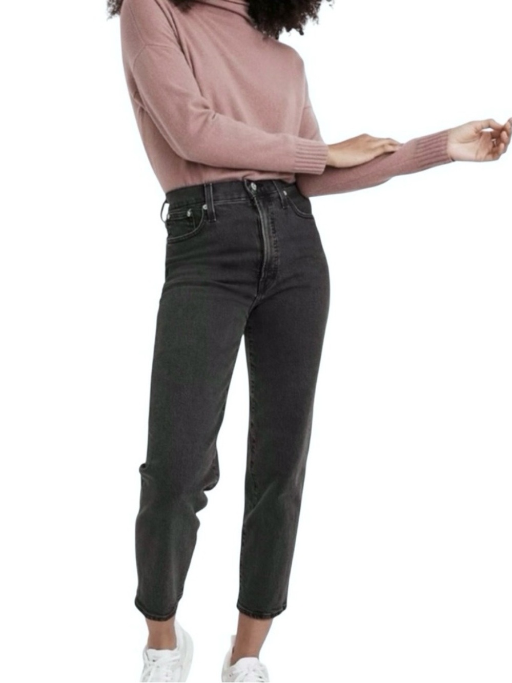 Madewell Black Classic Straight Leg High Waist Ankle Length Jeans 26
